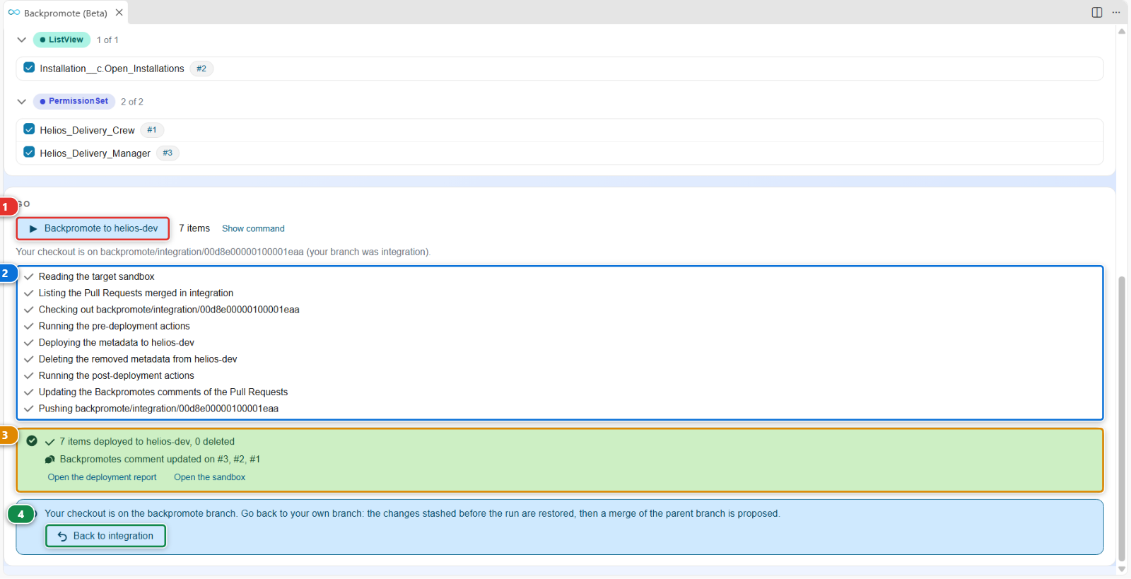 The Backpromote panel, finished, with its summary