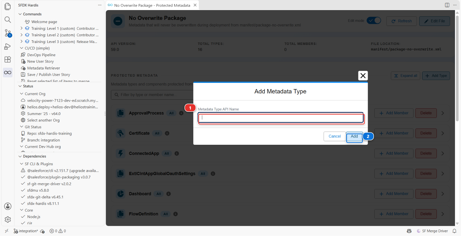 The Add Metadata Type window of the package viewer