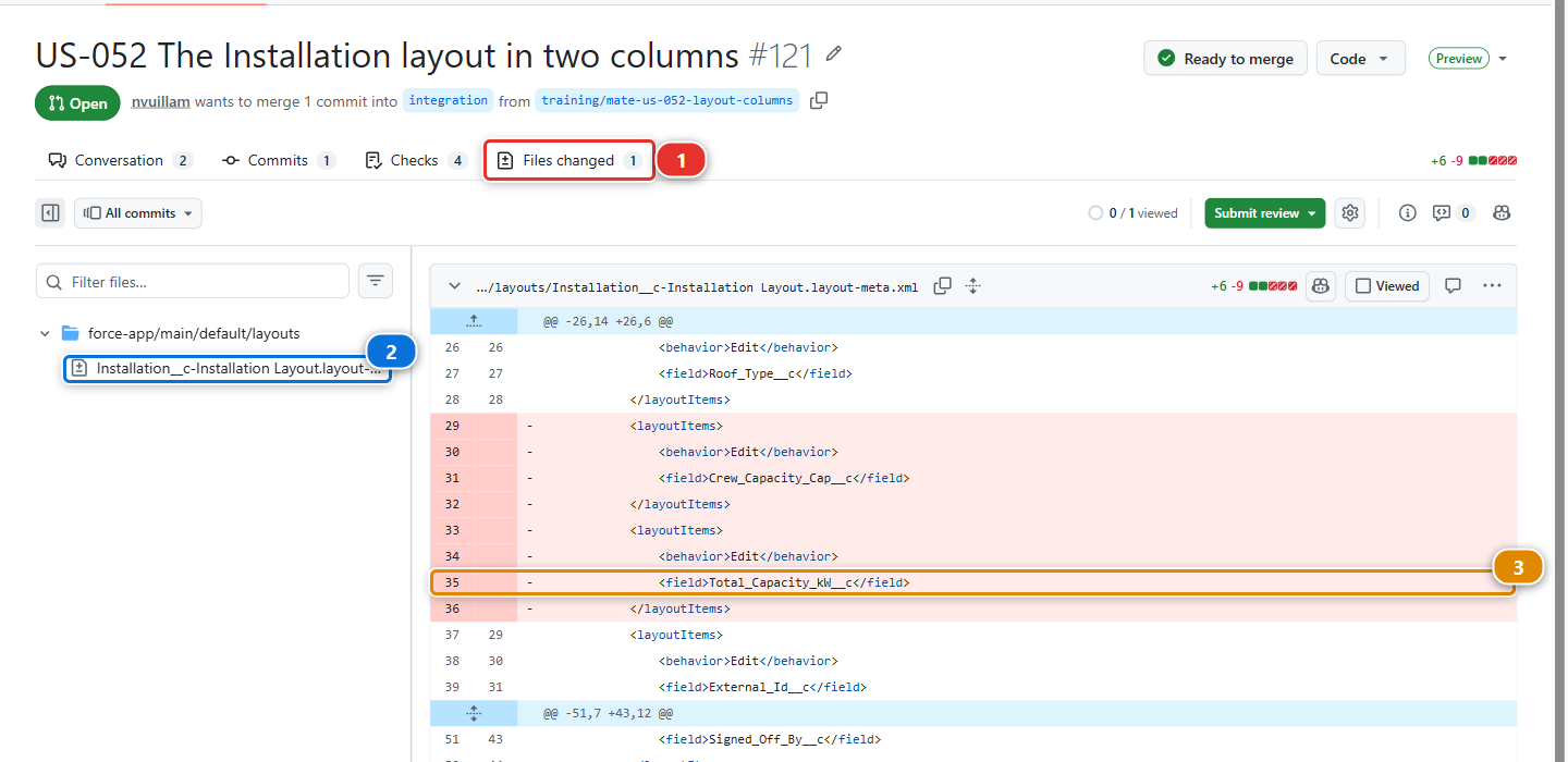 The Files changed tab of Mariia's Pull Request