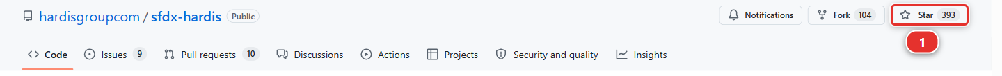 The Star button of the sfdx-hardis repository on GitHub
